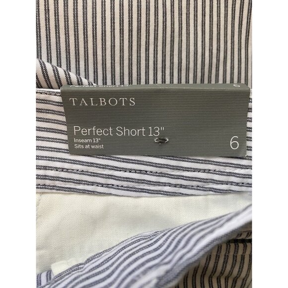 NEW Talbots Perfect Short Gray White Stripe 13" inseam Womens Size 6 - Picture 8 of 11